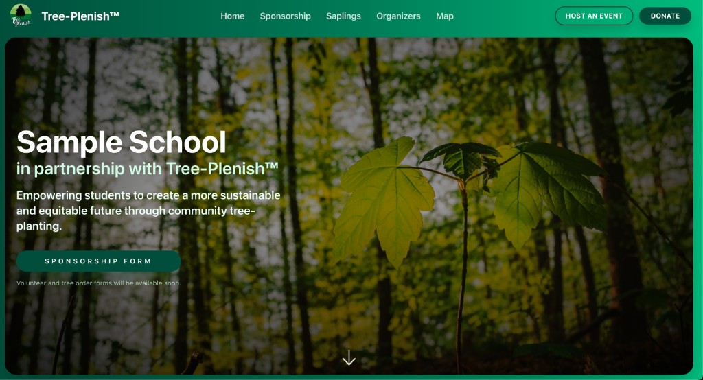 Sample school Tree-Plenish event website